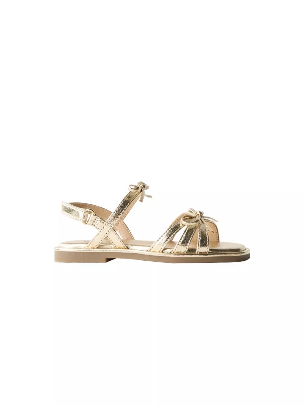 Zara Girls Gold Bow Strap Sandals